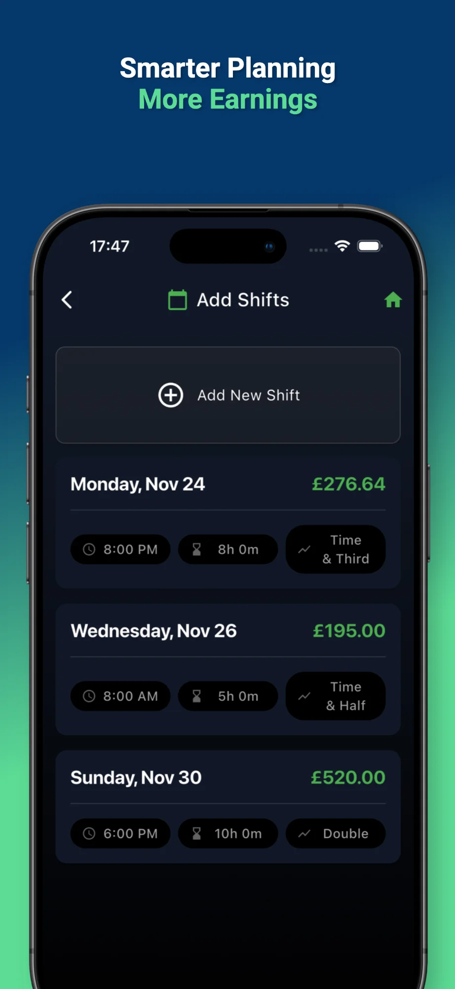 Overtime Live - Smart shift planning with earnings forecast
